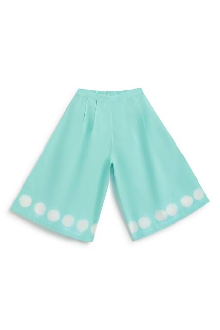 Buy Tiber Taber Blue Cotton Bows Tie-dye Top And Culotte Set Buy_Tiber Taber_Blue Cotton Bows Tie-dye Top And Culotte Set