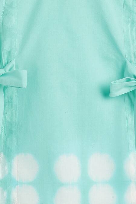 Shop Tiber Taber Blue Cotton Bows Tie-dye Top And Culotte Set Shop_Tiber Taber_Blue Cotton Bows Tie-dye Top And Culotte Set