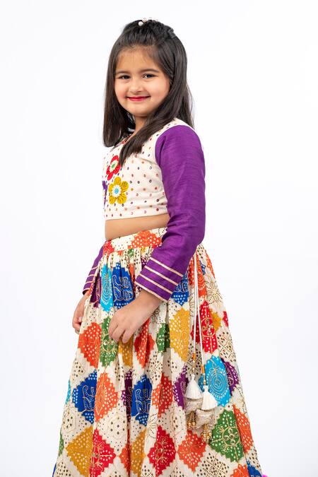 Buy_JILMIL DREAMWEAR_Multi Color Cotton Pearls, Gota Patti, Elephant Embroidered Printed Lehenga Set _Online_at_Aza_Fashions