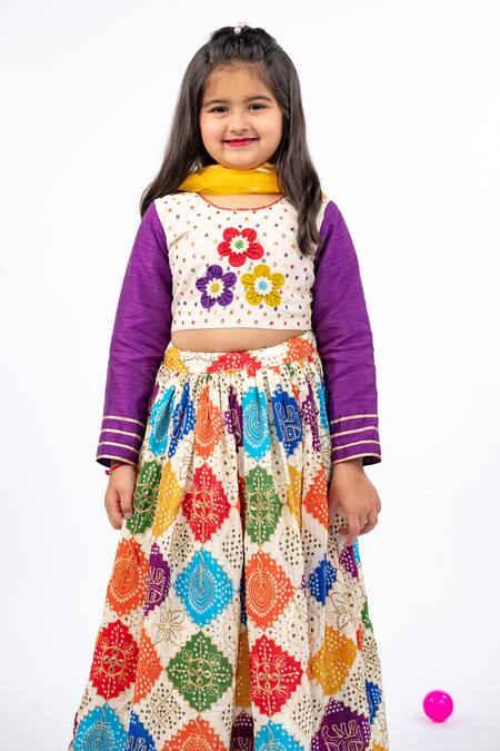 JILMIL DREAMWEAR_Multi Color Cotton Pearls, Gota Patti, Elephant Embroidered Printed Lehenga Set _at_Aza_Fashions