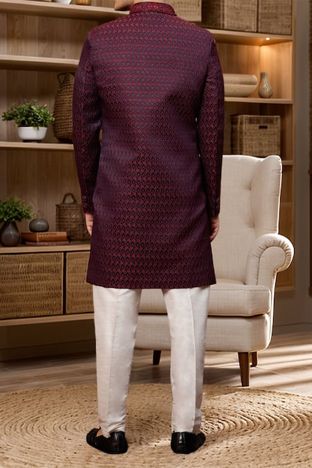 Arihant Rai Sinha Quatrefoil Pattern Sherwani & Aligadhi Pant 