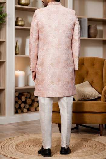 Shop Arihant Rai Sinha Cream Jacquard, Silk Embroidery Floral Paisley Sherwani And Aligadhi Pant at Aza Fashions Shop_Arihant Rai Sinha_Cream Jacquard, Silk Embroidery Floral Paisley Sherwani And Aligadhi Pant _at_Aza_Fashions