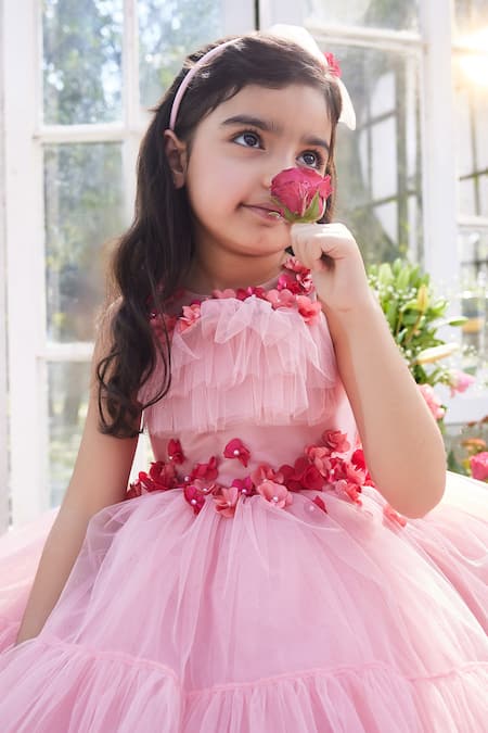 Pnk Isha Arora (Pink) Embroidered Pink High Low Dress 