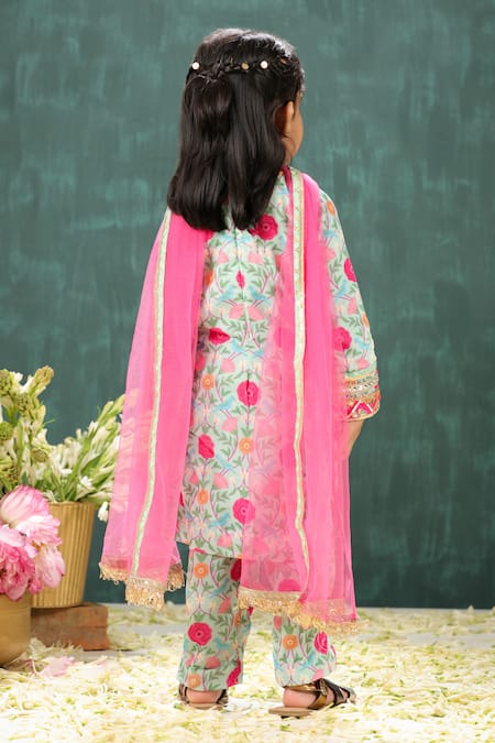 Pnk Isha Arora (Pink) Floral Gota Embroidered Kurta Set 