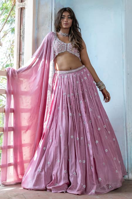 Enamour By Radha Cutdana Sequin Embroidered Lehenga Set 