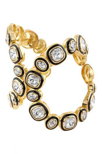 Shop_Isharya_Gold Plated Crystals Embellished Cutwork Cuff Bracelet_Online_at_Aza_Fashions