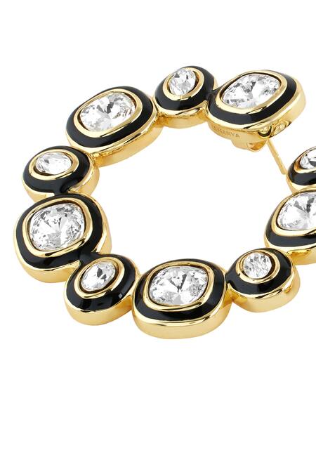 Buy Isharya Gold Plated Crystals Embellished Cutwork Hoops Online at Aza Fashions Buy_Isharya_Gold Plated Crystals Embellished Cutwork Hoops _Online_at_Aza_Fashions