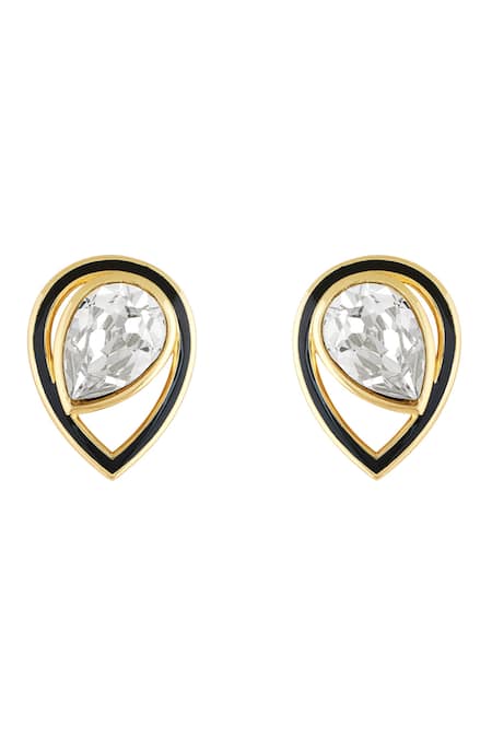 Isharya Gold Plated Crystals Embellished Tear Drop Studs Online at Aza Fashions Isharya_Gold Plated Crystals Embellished Tear Drop Studs _Online_at_Aza_Fashions