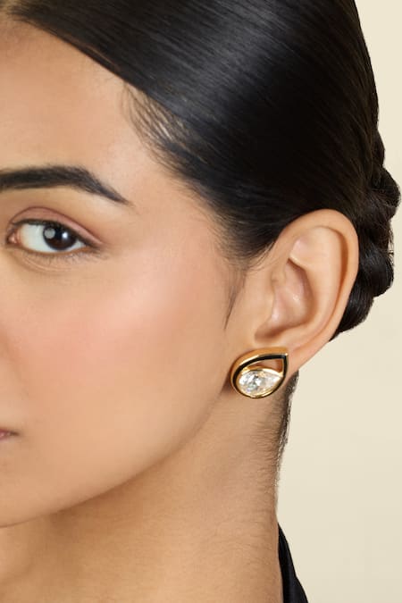 Buy Isharya Gold Plated Crystals Embellished Tear Drop Studs Online at Aza Fashions Buy_Isharya_Gold Plated Crystals Embellished Tear Drop Studs _Online_at_Aza_Fashions
