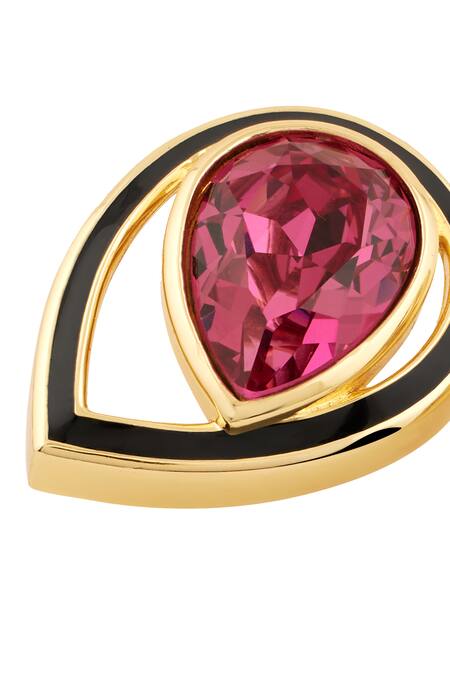 Shop_Isharya_Purple Crystals Tear Drop Stud Earrings_Online_at_Aza_Fashions