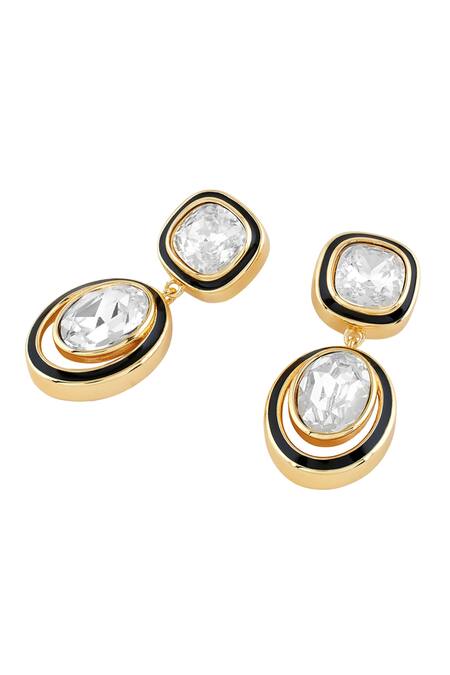 Isharya Gold Plated Crystals Embellished Danglers Online at Aza Fashions Isharya_Gold Plated Crystals Embellished Danglers _Online_at_Aza_Fashions