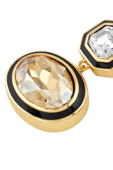 Shop Isharya Gold Plated Crystals Mocha Danglers Online at Aza Fashions Shop_Isharya_Gold Plated Crystals Mocha Danglers _Online_at_Aza_Fashions