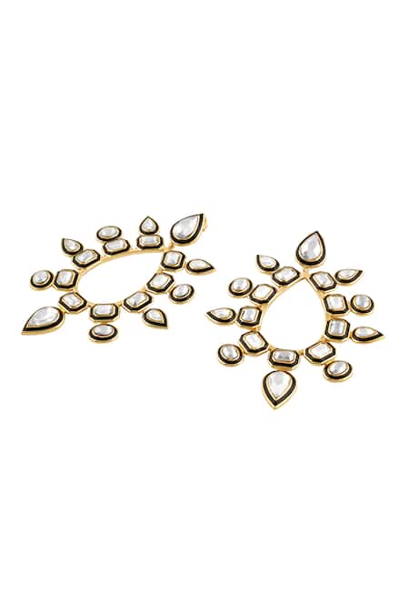 Isharya_Gold Plated Crystals Tear Drop Earrings_Online_at_Aza_Fashions