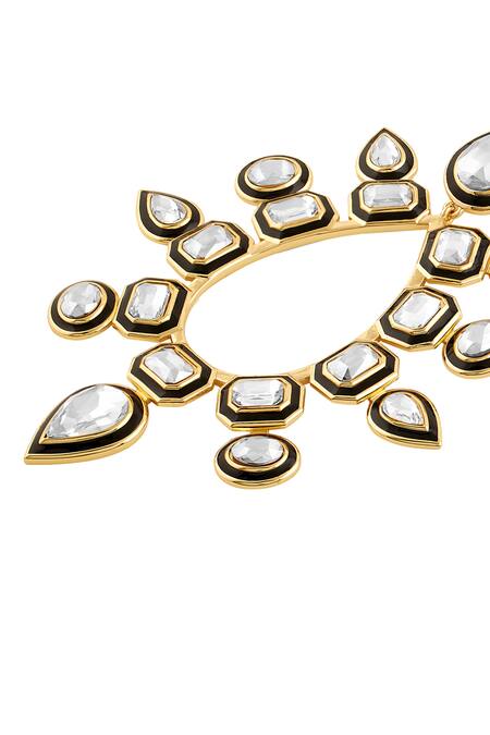 Buy_Isharya_Gold Plated Crystals Tear Drop Earrings_Online_at_Aza_Fashions