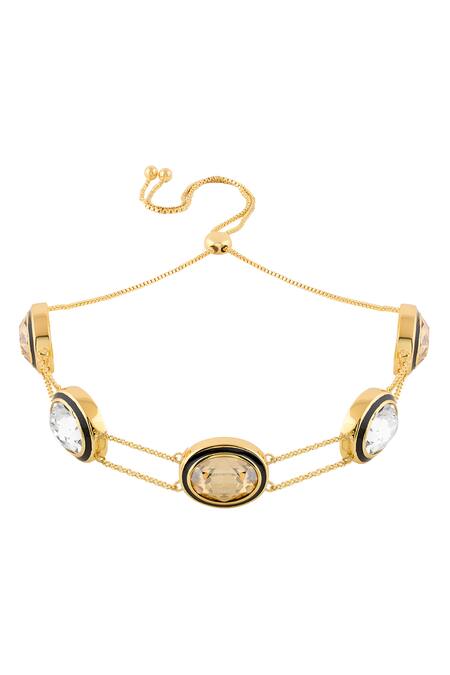 Shop Isharya Gold Plated Crystals Embellished Choker at Aza Fashions Shop_Isharya_Gold Plated Crystals Embellished Choker_at_Aza_Fashions