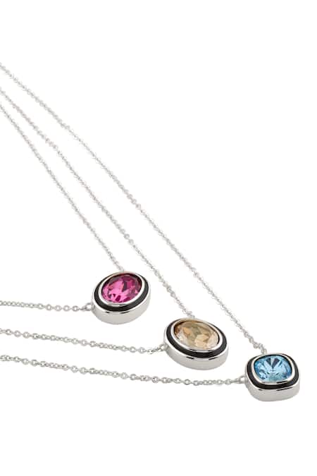 Isharya Multi Color Crystals Embellished Layered Pendant Necklace Online at Aza Fashions Isharya_Multi Color Crystals Embellished Layered Pendant Necklace _Online_at_Aza_Fashions