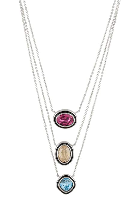 Buy Isharya Multi Color Crystals Embellished Layered Pendant Necklace Online at Aza Fashions Buy_Isharya_Multi Color Crystals Embellished Layered Pendant Necklace _Online_at_Aza_Fashions