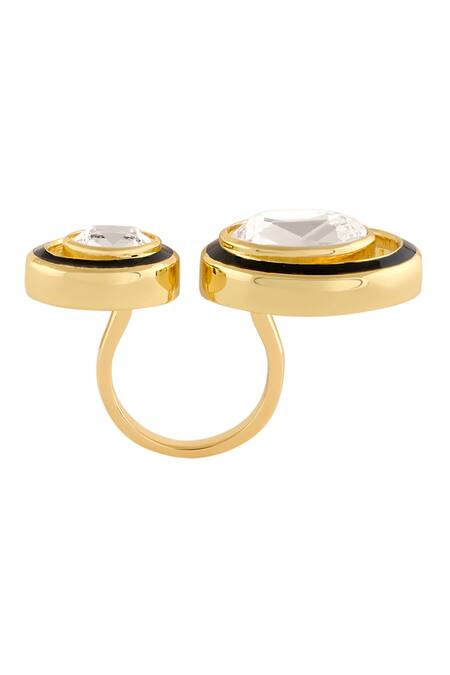 Isharya_Gold Plated Crystals Embellished Ring _Online_at_Aza_Fashions