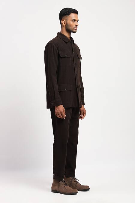 Buy Abraham And Thakore Brown Corduroy Solid Collared Jacket Online at Aza Fashions Buy_Abraham And Thakore_Brown Corduroy Solid Collared Jacket _Online_at_Aza_Fashions
