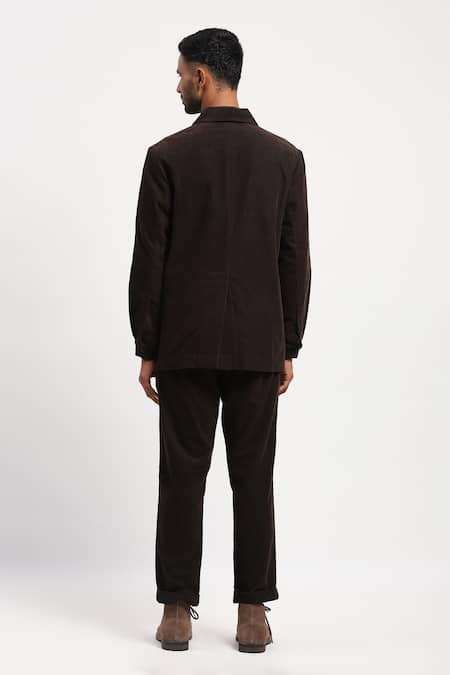 Abraham And Thakore Solid Collared Jacket 