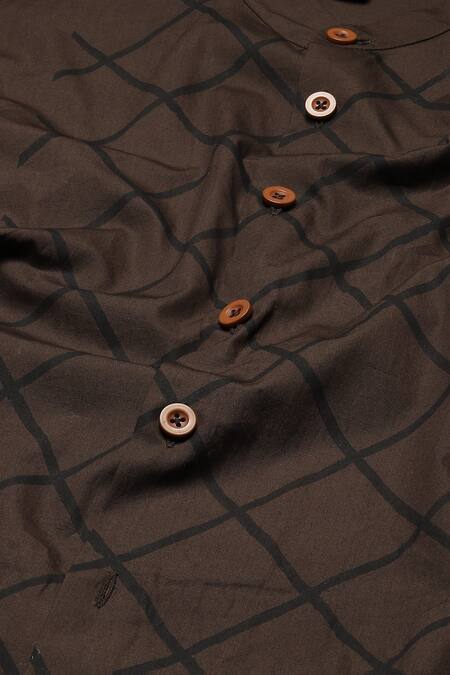 Buy Abraham And Thakore Brown Pure Cotton Trellis Pattern Block Print Shirt Buy_Abraham And Thakore_Brown Pure Cotton Trellis Pattern Block Print Shirt