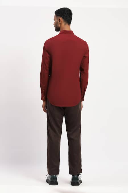 Abraham And Thakore Trellis Block Print Cotton Shirt 