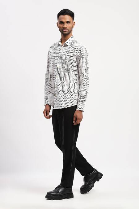 Buy Abraham And Thakore Ivory Cotton Embroidery Kantha Print Collared Shirt Online at Aza Fashions Buy_Abraham And Thakore_Ivory Cotton Embroidery Kantha Print Collared Shirt _Online_at_Aza_Fashions