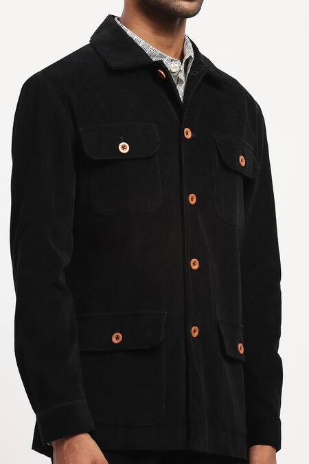 Buy Abraham And Thakore Black Corduroy Solid Pattern Collared Jacket Online at Aza Fashions Buy_Abraham And Thakore_Black Corduroy Solid Pattern Collared Jacket _Online_at_Aza_Fashions