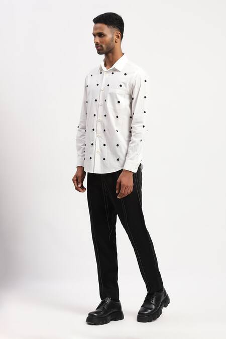 Buy Abraham And Thakore White Cotton Embroidery Dot Collared Shirt Online at Aza Fashions Buy_Abraham And Thakore_White Cotton Embroidery Dot Collared Shirt _Online_at_Aza_Fashions