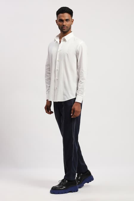 Buy Abraham And Thakore White Cotton Lace Applique Formal Shirt Online at Aza Fashions Buy_Abraham And Thakore_White Cotton Lace Applique Formal Shirt _Online_at_Aza_Fashions