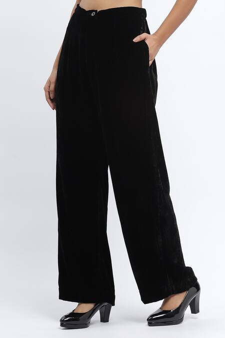 Buy Abraham And Thakore Black Velvet Bootcut Trouser Online at Aza Fashions Buy_Abraham And Thakore_Black Velvet Bootcut Trouser _Online_at_Aza_Fashions