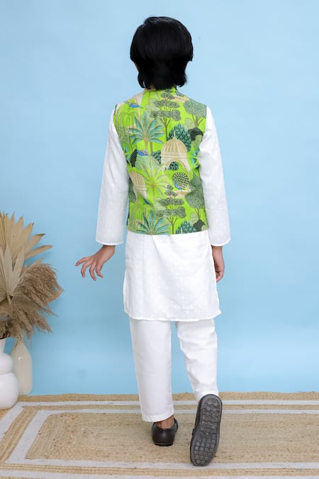 Kalp Botanical Print Bundi Kurta Set 