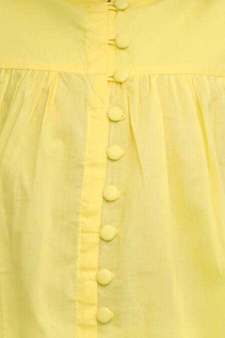 Buy_Kalp_Yellow Cotton Kedia Top And Printed Pant Set _Online_at_Aza_Fashions