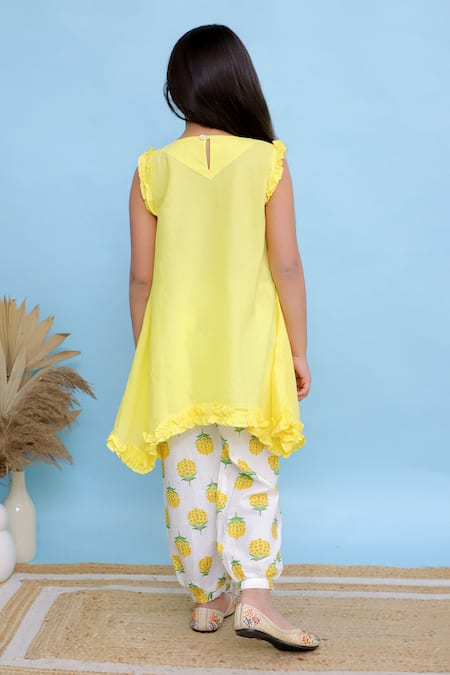 Kalp Yellow Handkerchief Hem Kurta & Pant Set 