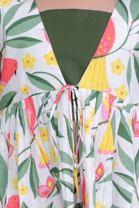 Shop_Kalp_White Cotton Botanical Wildwood Printed Shrug Sharara Set _Online_at_Aza_Fashions