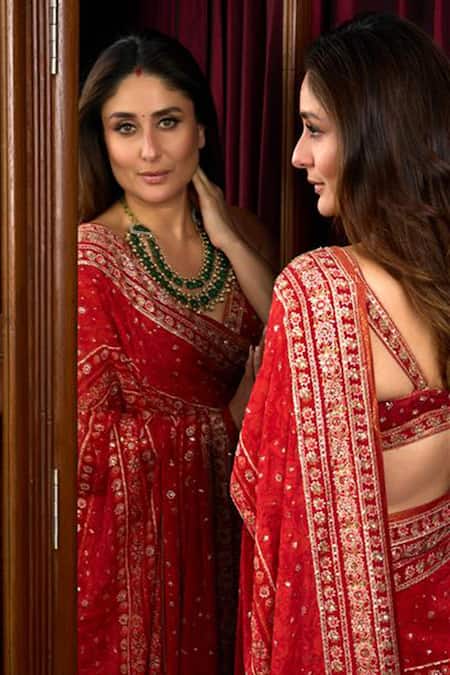 RI.Ritu Kumar_Red Saree And Blouse Fabric & Viscose Villa With Unstitched _at_Aza_Fashions