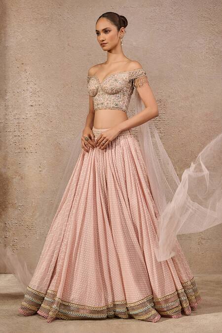 Buy Tarun Tahiliani Pink Chanderi Embroidery, Lace, Zari Embellished Scallop Lehenga And Blouse Online at Aza Fashions Buy_Tarun Tahiliani_Pink Chanderi Embroidery, Lace, Zari Embellished Scallop Lehenga And Blouse _Online_at_Aza_Fashions