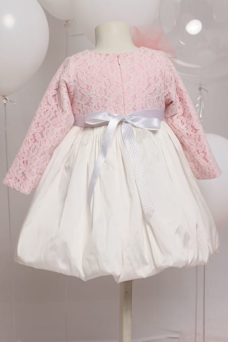 Pnk Isha Arora (Pink) Ivory & Pink Tulle Flower Dress 