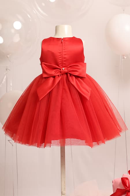 Pnk Isha Arora (Pink) Red Stone Embellished Dress With Ruffles 