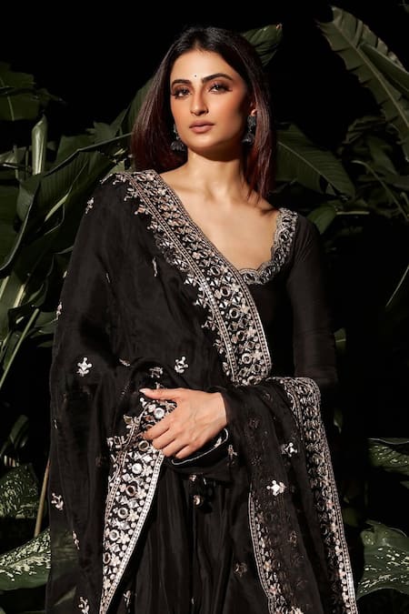 Gopi Vaid Srivani AG Mirror Vine Embroidered Anarkali With Dupatta 