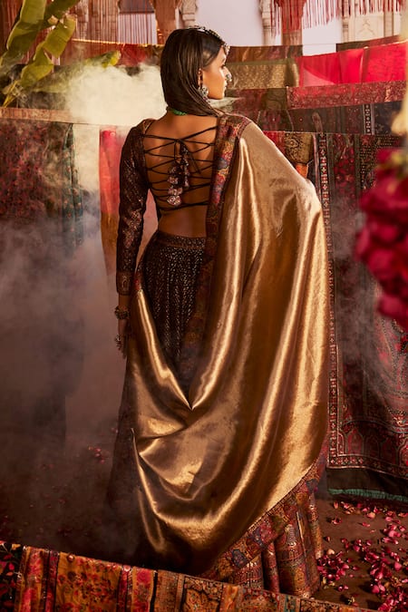 Safaa Palatial Woven Black Lehenga Set 