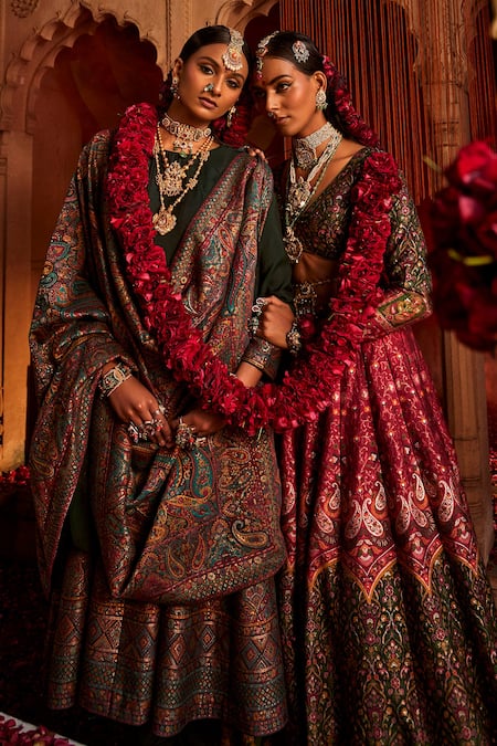 Buy Safaa Green Mohair Tassels, Sequins Round Neck Floral Paisley Woven Anarkali Set Online at Aza Fashions Buy_Safaa_Green Mohair Tassels, Sequins Round Neck Floral Paisley Woven Anarkali Set _Online_at_Aza_Fashions