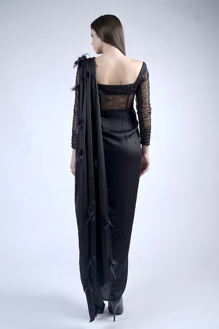 Neha & Tarun Cutdana Embellished Pre-Stitched Saree Gown 