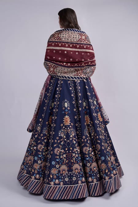 Neha & Tarun Floral Sequin Embroidered Lehenga Set 