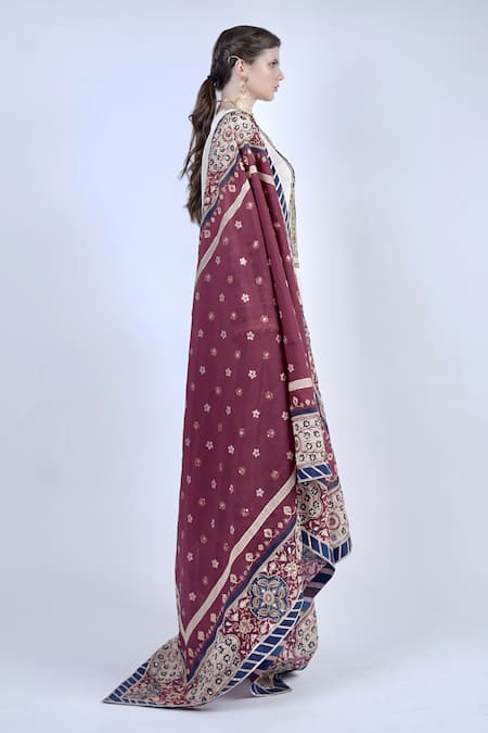 Neha & Tarun_White Georgette Sequins, Embroidery Round Neck Kurta Palazzo Set _Online_at_Aza_Fashions