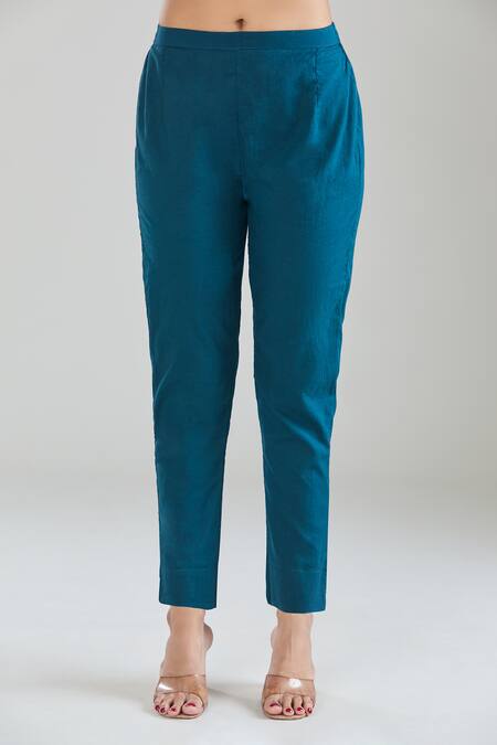 Shop Naintara Bajaj Blue Cotton Lace V-neck Tie-dye Anarkali Set With Dupatta And Pant Online at Aza Fashions Shop_Naintara Bajaj_Blue Cotton Lace V-neck Tie-dye Anarkali Set With Dupatta And Pant _Online_at_Aza_Fashions