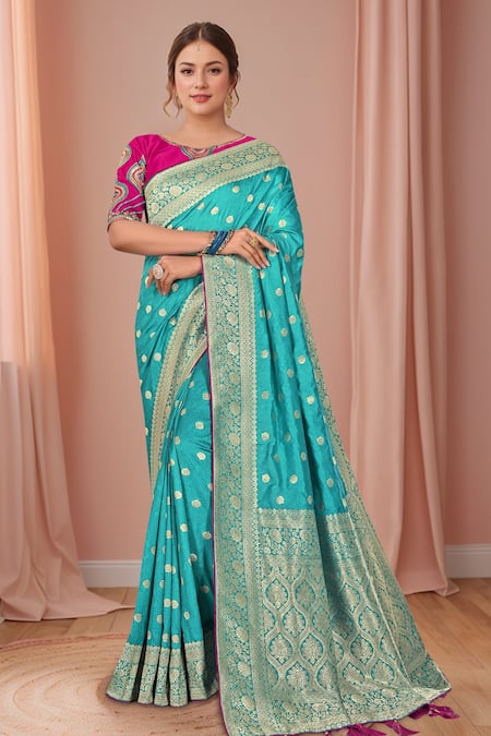 Samyukta Singhania Floral Tear Drop Woven Saree Set 