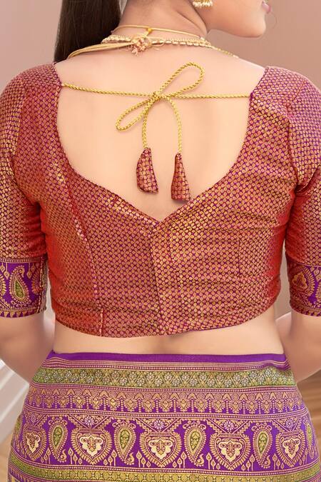 Buy_Naintara Bajaj_Purple Silk, Brocade Embroidery, Tassels Abstract Woven Pattern Saree And Blouse 