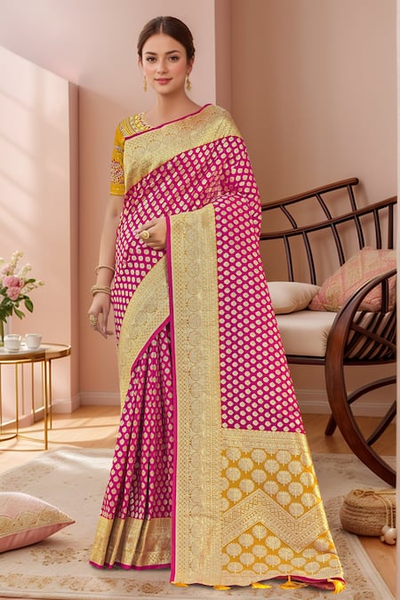 Samyukta Singhania Floral Woven Saree & Embroidered Blouse 