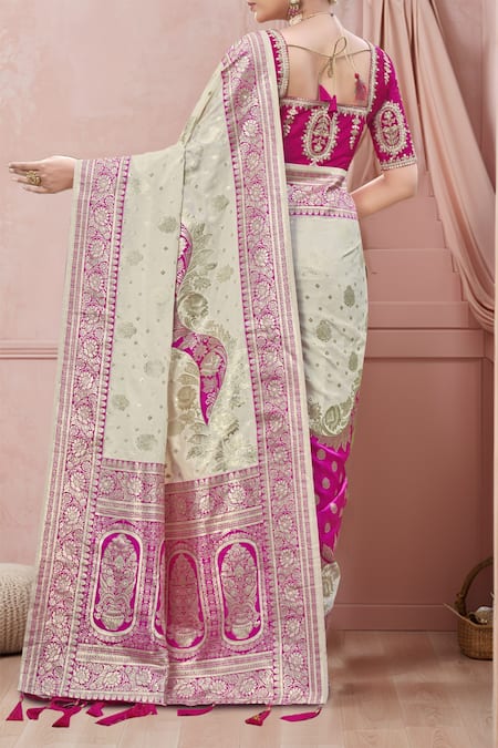 Naintara Bajaj Floral Woven Banarasi Silk Saree & Blouse 